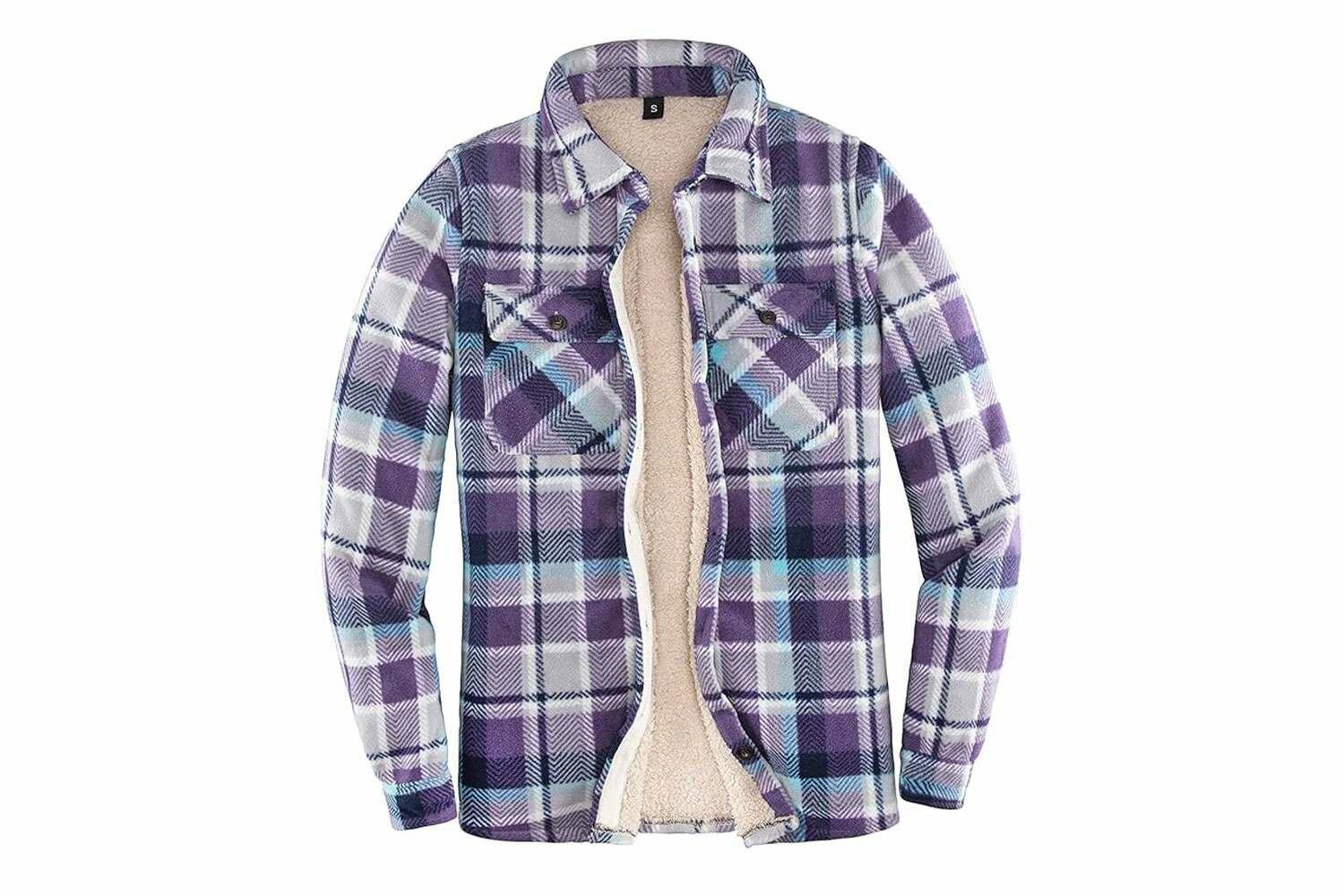 ThCreasa Fleece Lined Flannel Shirt Jacket