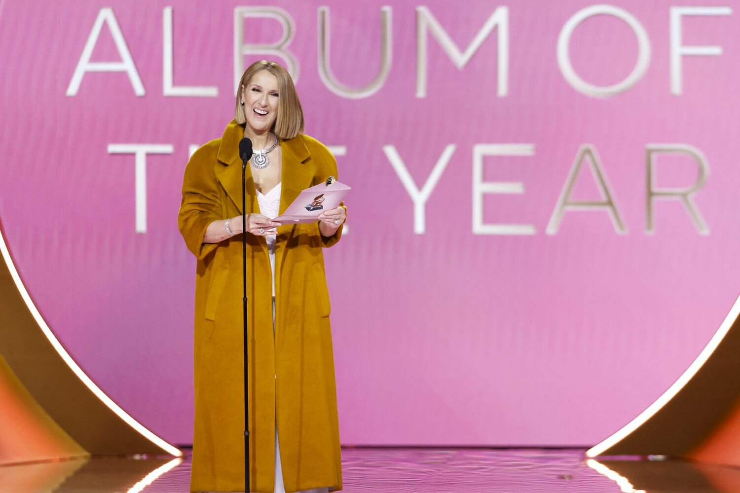 Celine Dion presenting the award for Album of the Year 2024 Grammys