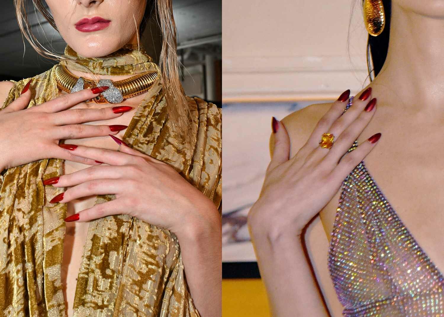 Cherry Red nail trend at NYFW Fall/Winter 2024