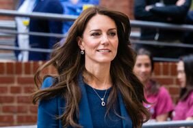 Kate Middleton Smiling Walking in Monochromatic Blue Suit Opening of Evelina Londonâs New Childrenâs Day Surgery Unit