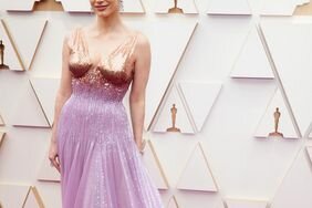 Jessica Chastain Bronze Purple Sparkly Gucci Dress 2022 Oscar Red Carpet