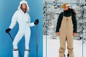 Two models wearing ski apparel 