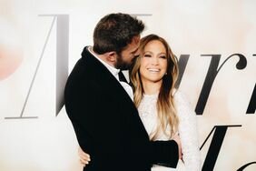 Jennifer Lopez White Dress and Ben Affleck Head Kiss 'Marry Me' Premiere