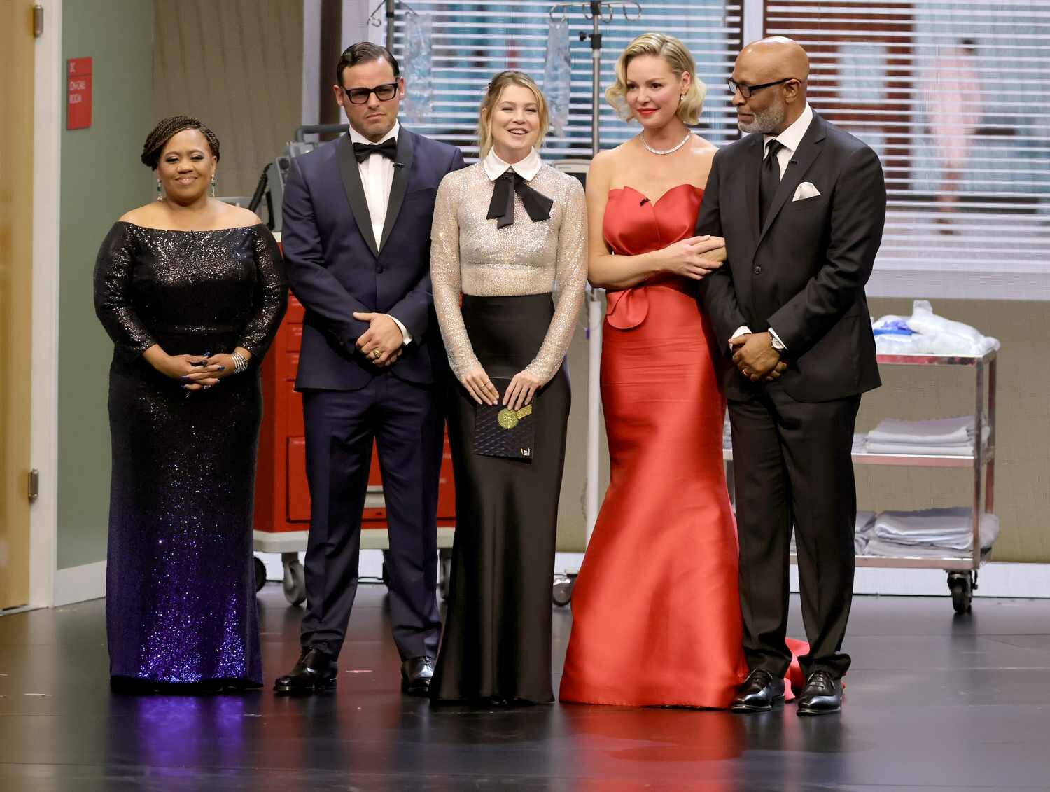 Chandra Wilson, Justin Chambers, Ellen Pompeo, Katherine Heigl and James Pickens Emmys 