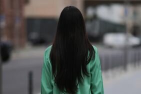 A woman with long hair.