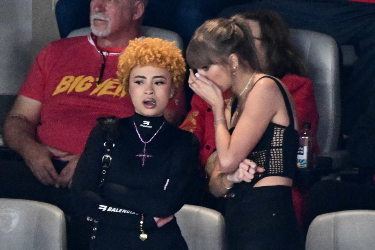 Ice Spice and Taylor Swift at the 2024 Super Bowl