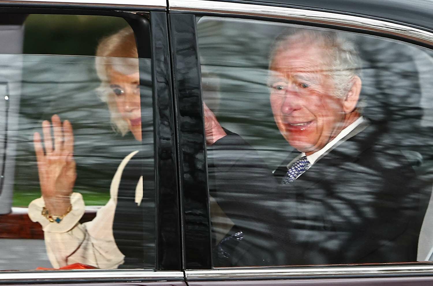 King Charles III and Queen Camilla leaving Clarence House