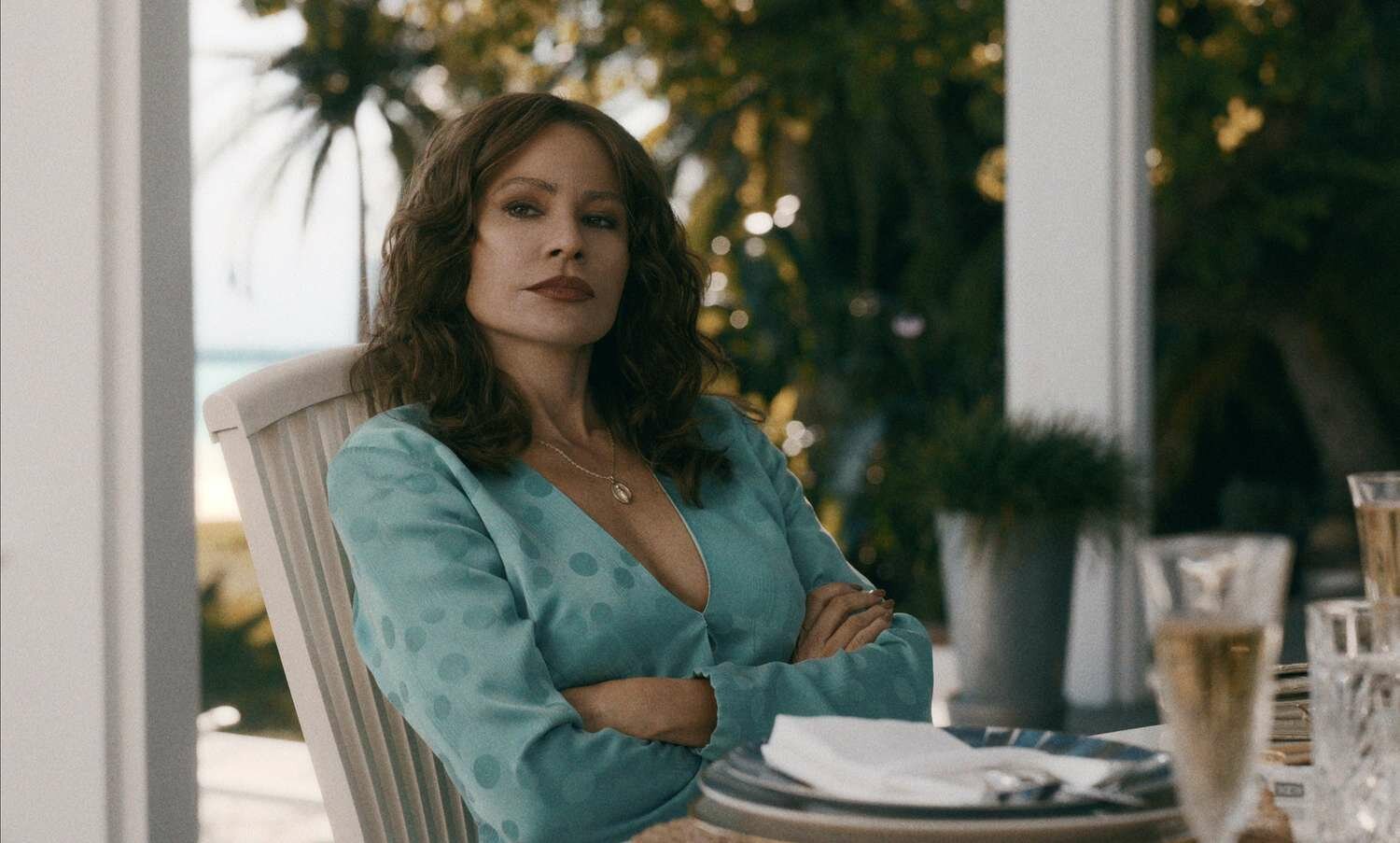 Sofia Vergara Sitting Arms Crossed as Griselda Blanco in Netflix's Griselda