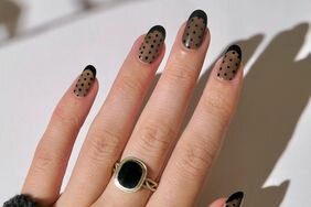 sheer polka dot black nails