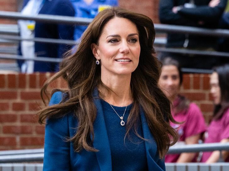 Kate Middleton Smiling Walking in Monochromatic Blue Suit Opening of Evelina Londonâs New Childrenâs Day Surgery Unit