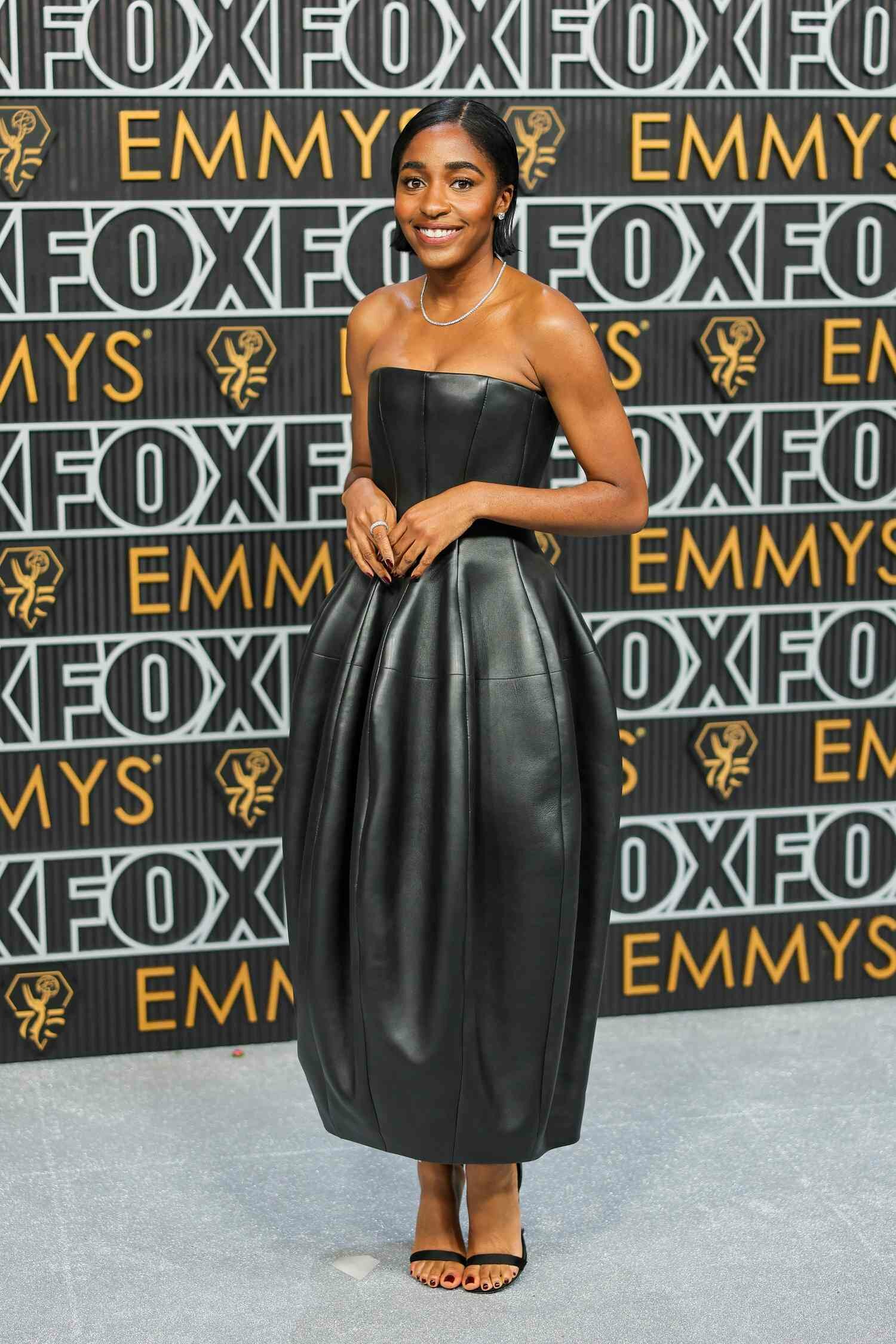 Ayo Edebiri on the 2024 Emmys red carpet.