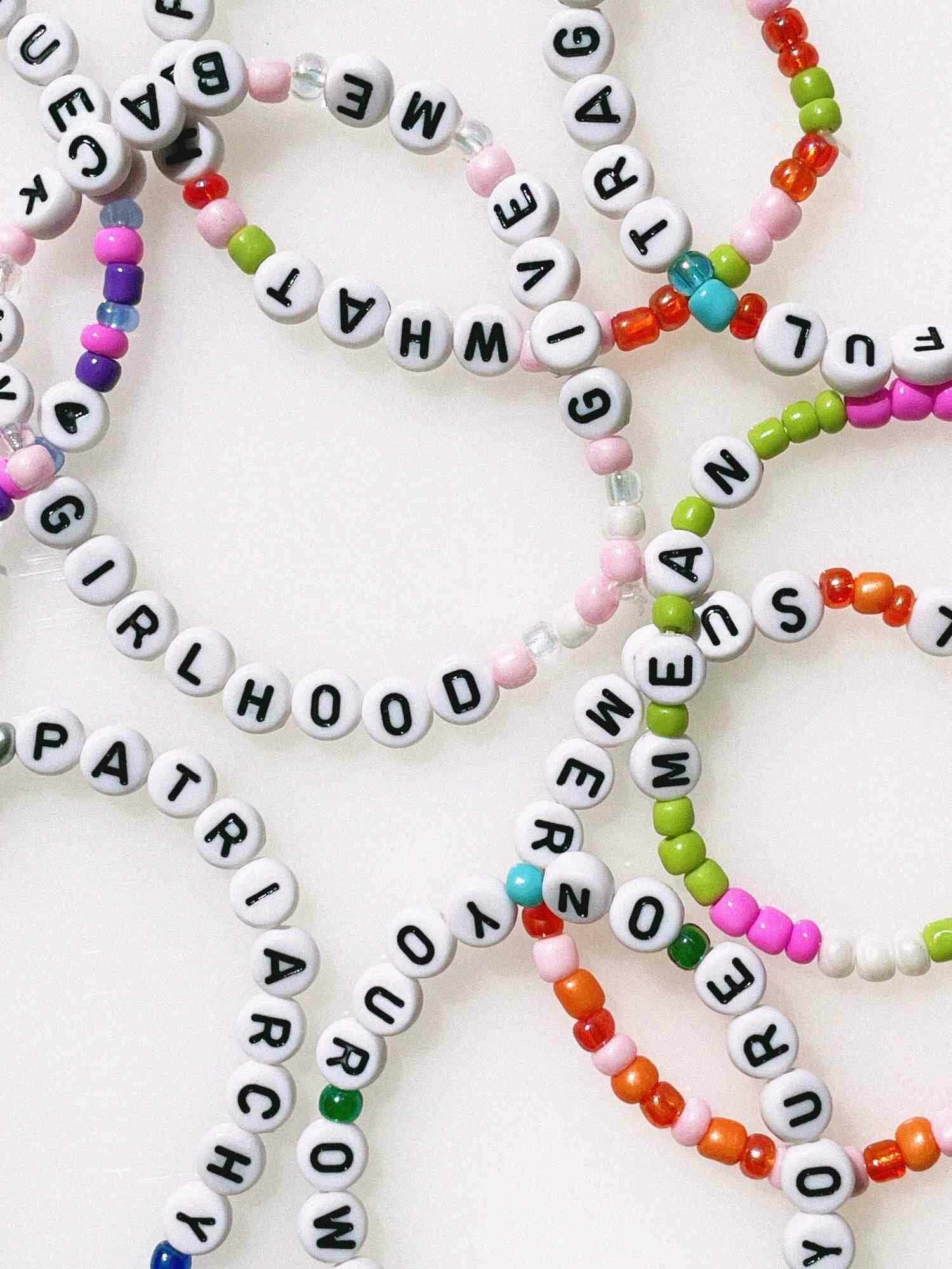 Letter friendship bracelets in different colors