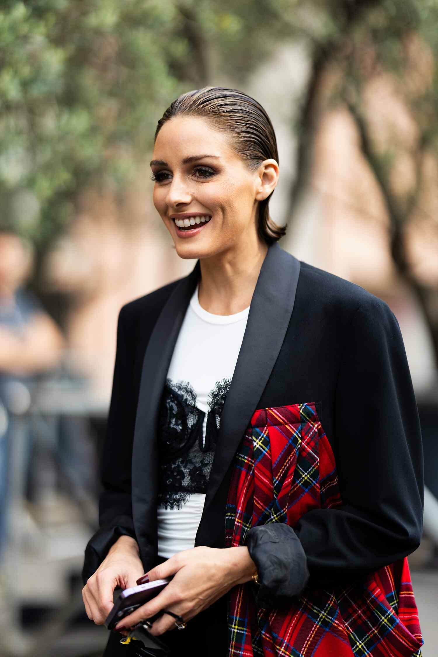 Olivia Palermo with slicked back hair