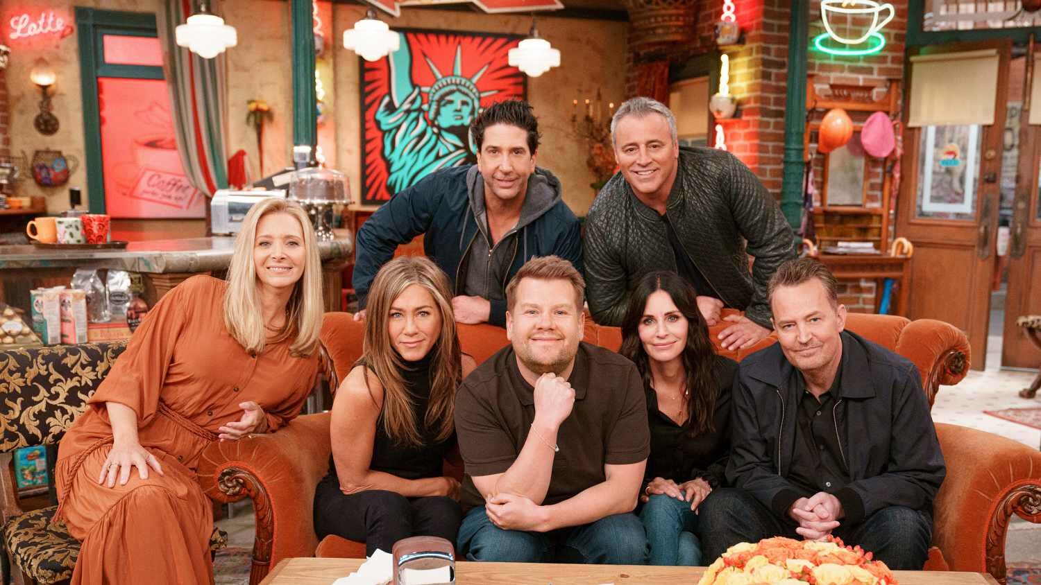 'Friends' Cast in Central Perk Orange Couch James Corden Reunion Special 