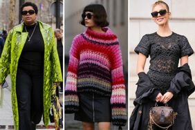 Three women wear 2023 Scorpio outfit ideas for women including a statement coat, an oversized sweater, and a lace shirt.