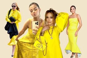 Elizabeth Olsen, Selena Gomez, Jennifer Lopez, and Eva Longoria Wearing Yellow Color Trend