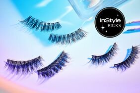 Best false eyelashes collaged against a colorful gradient background