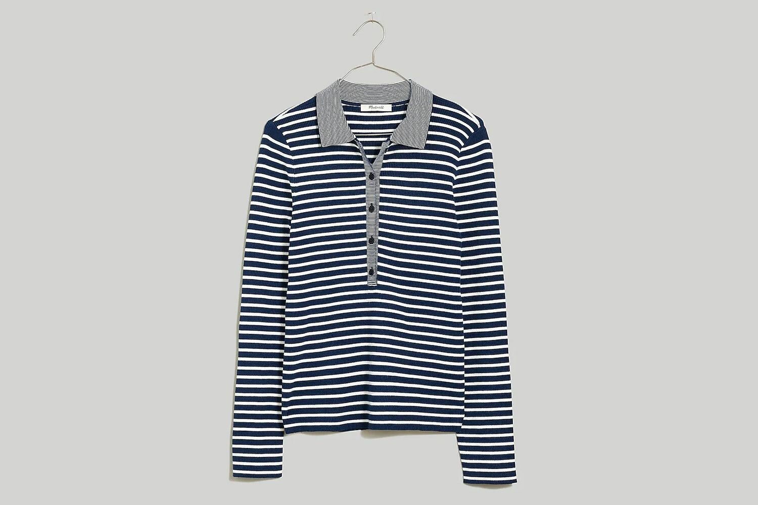 Madewell The Signature Knit Polo Sweater Top in Stripe