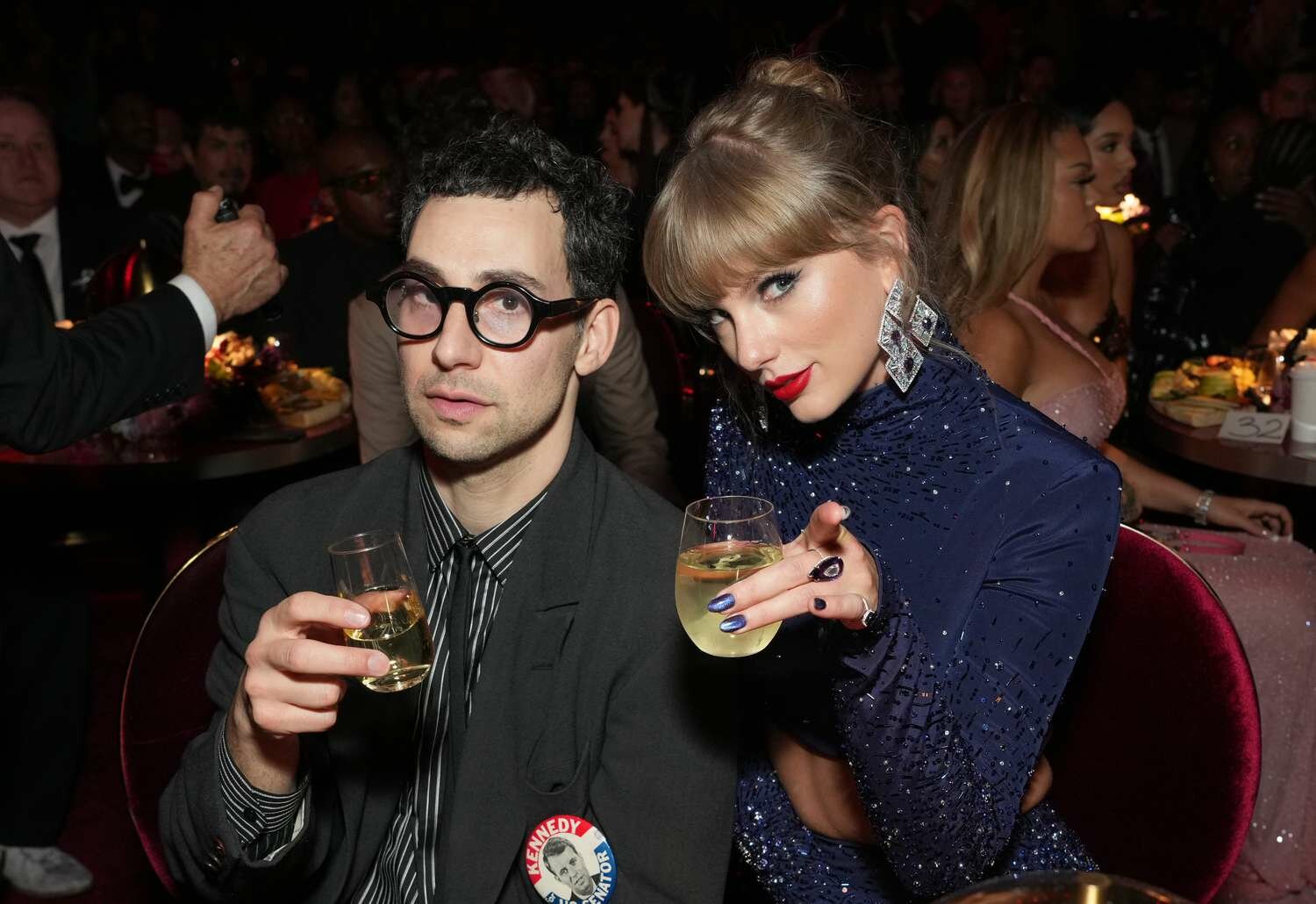 Jack Antonoff and Taylor Swift attend the 65th GRAMMY Awards