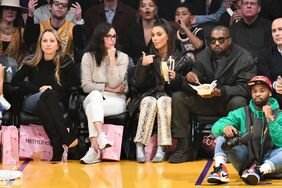 Kim Kardashian and Courteney Cox at Los Angeles Lakers Game