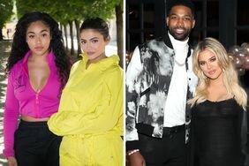 KhloÃ© Kardashian Pregnant Posing with Tristan Thompson and Kylie Jenner Posing With Jordyn Woods
