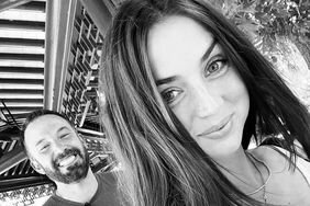 Ana de Armas and Ben Affleck black and white selfie
