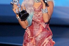 Lady Gaga at the VMAs in her infamous meat dress